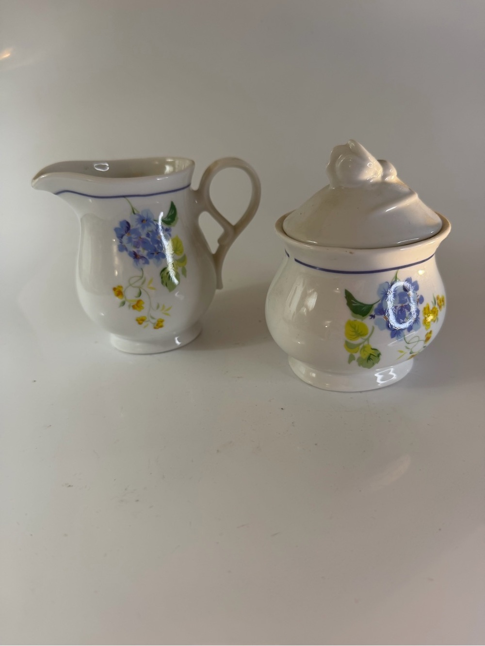 Vintage Malaysian Porcelain Ceramic Creamer and Sugar Set with lid